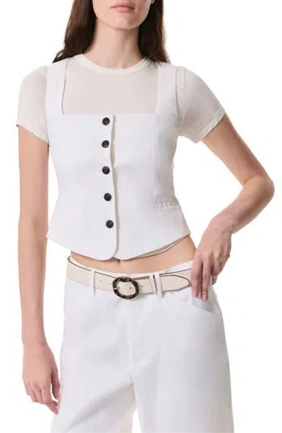 Rag & Bone Mariana Square Neck Linen Blend Vest In White