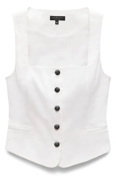 Rag & Bone Mariana Square Neck Linen Blend Vest In White