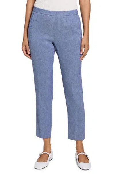 Theory Treeca Linen Blend Pull-on Crop Pants In Blue