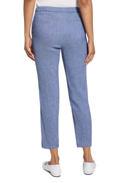 Theory Treeca Linen Blend Pull-on Crop Pants In Blue