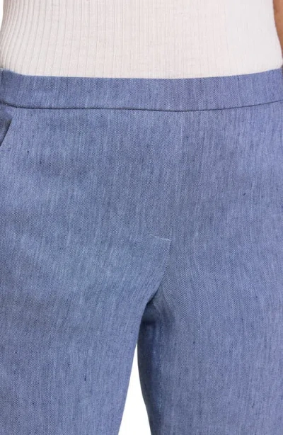 Theory Treeca Linen Blend Pull-on Crop Pants In Blue