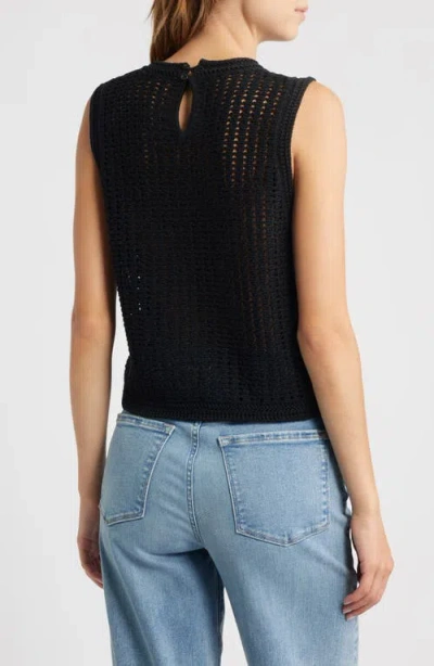 Frame Womens The Tulip Open-knit Cotton Tank Top Black In Black