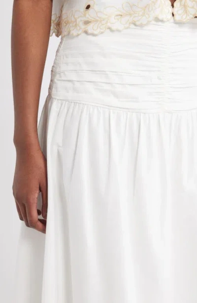 Rails Sol Embroidered Gathered Drop-waist Midi Skirt In White