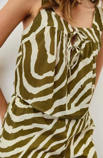Rails Blythe Zebra Stripe Cotton Crop Tank In Green