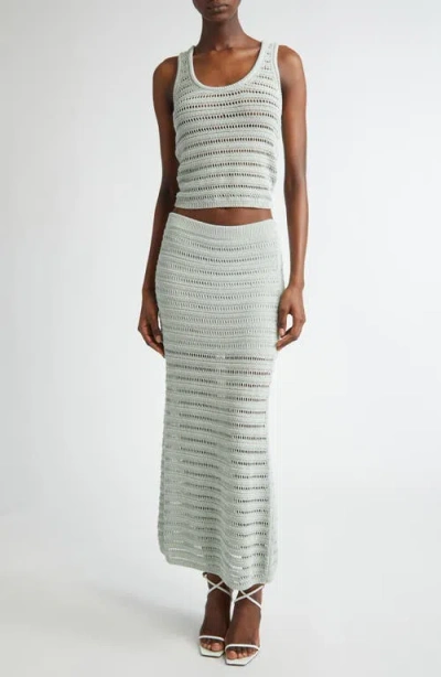 A.l.c . Lana Open Stitch Cotton Blend Maxi Skirt In Blue