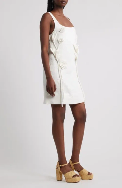 Farm Rio Off-white Sleeveless Euroflax Premium Linen Mini Dress