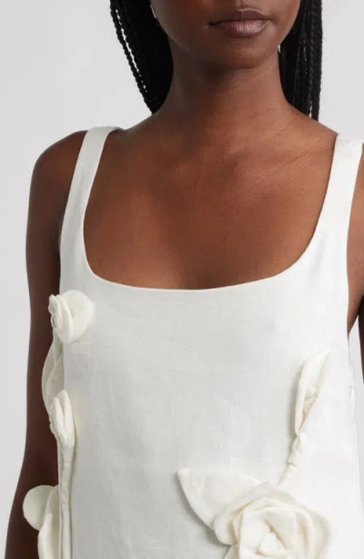 Farm Rio Off-white Sleeveless Euroflax Premium Linen Mini Dress