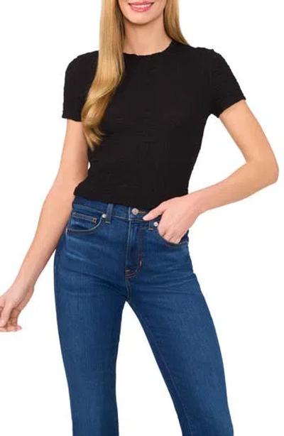 Cece Women's Short-sleeve Puckered-knit Baby T-shirt In Black