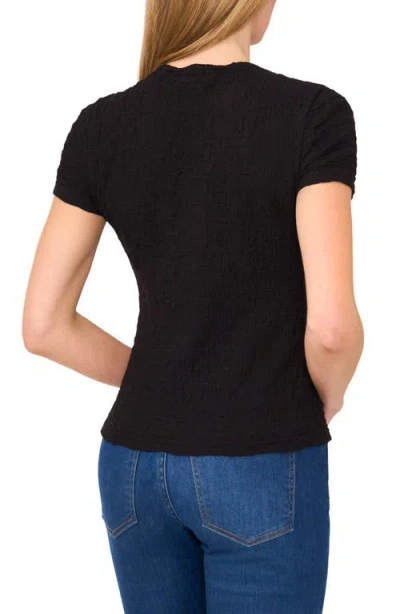Cece Women's Short-sleeve Puckered-knit Baby T-shirt In Black