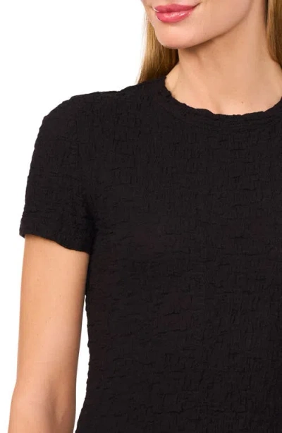 Cece Women's Short-sleeve Puckered-knit Baby T-shirt In Black