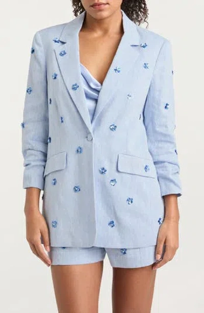 Cinq À Sept Linen Suiting Pearl Ditsy Kylie Blazer In Blue Hydrangea In Blue