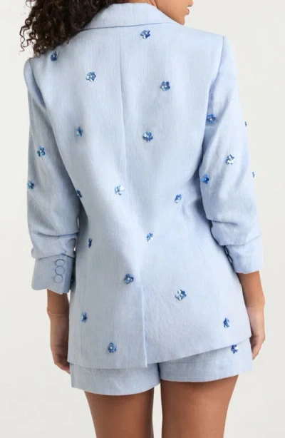 Cinq À Sept Linen Suiting Pearl Ditsy Kylie Blazer In Blue Hydrangea In Blue