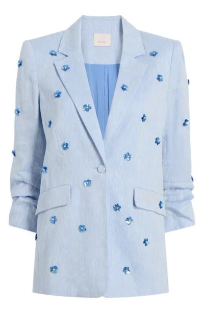 Cinq À Sept Linen Suiting Pearl Ditsy Kylie Blazer In Blue Hydrangea In Blue