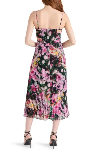 Steve Madden Ray Pleated Floral Chiffon Midi Dress In Multi
