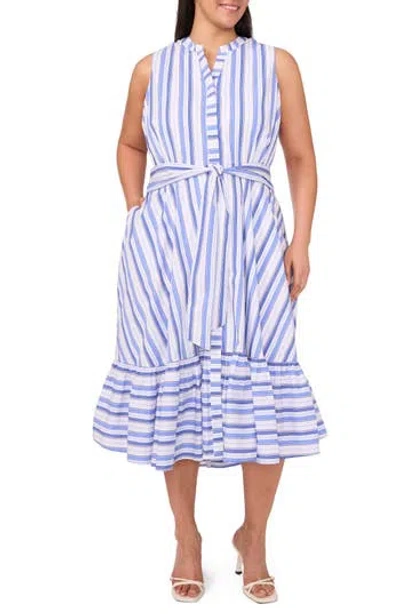 Halogen ® Tie Front Stripe Cotton Blend Midi Sundress In White