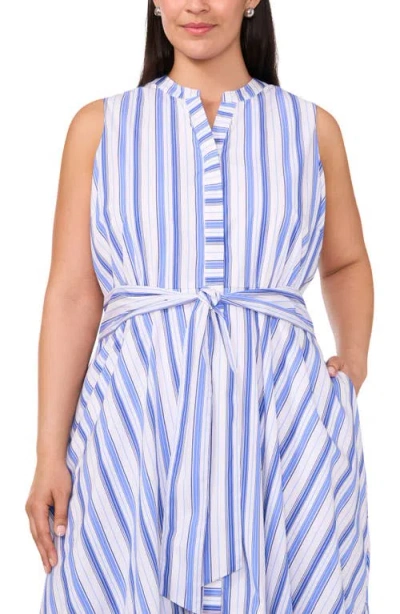 Halogen ® Tie Front Stripe Cotton Blend Midi Sundress In White