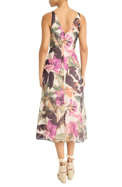 Maggy London Floral Midi Dress In Ivory/berry