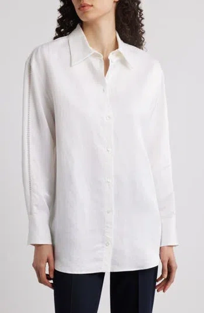Hugo Boss Boss Belini Openwork Trim Button-up Shirt In White