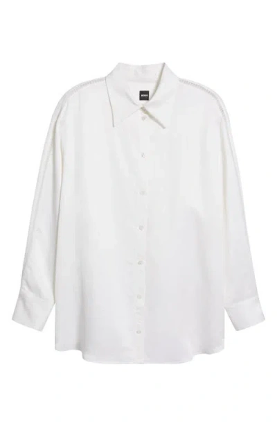 Hugo Boss Boss Belini Openwork Trim Button-up Shirt In White