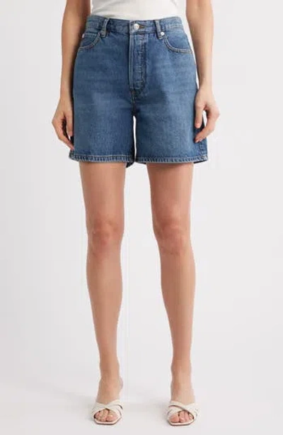 Frame The Timeless High Waist Mid Thigh Denim Shorts
