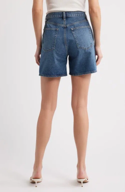Frame The Timeless High Waist Mid Thigh Denim Shorts