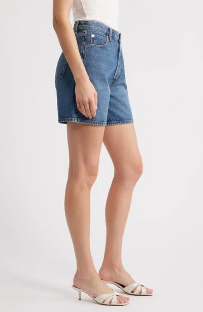Frame The Timeless High Waist Mid Thigh Denim Shorts