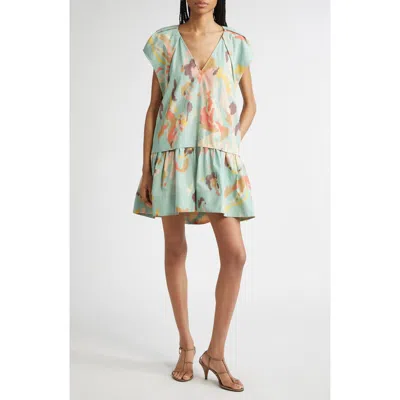 A.l.c . Ember Abstract Print Minidress In Green