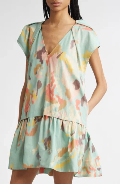 A.l.c . Ember Abstract Print Minidress In Green