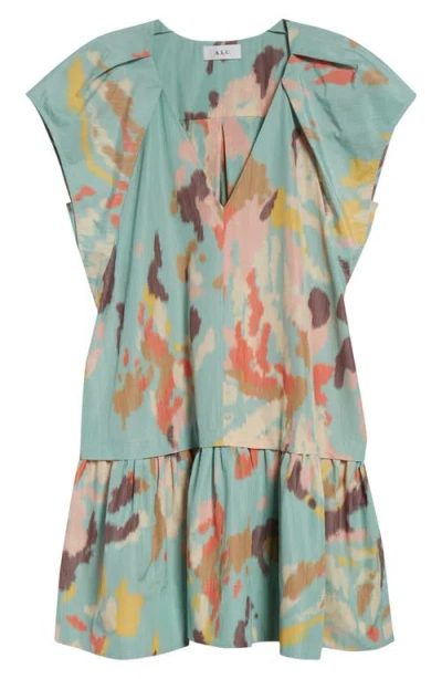 A.l.c . Ember Abstract Print Minidress In Green