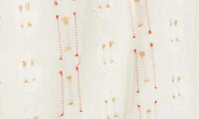 Faherty Skylar Beaded Tie Neck Dobby Top In Neutral