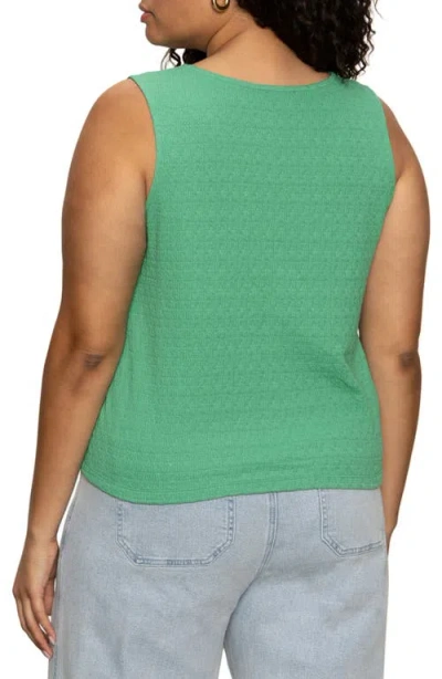 Sanctuary Vacation Textured Tie Front Button-up Tank In Green
