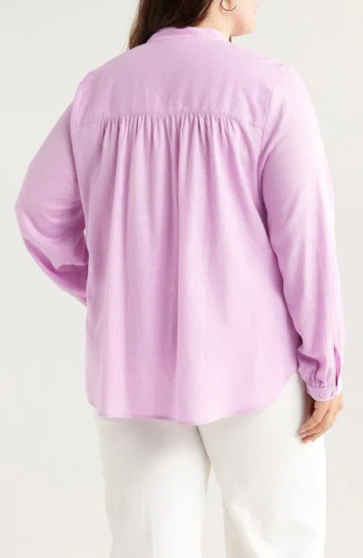 Universal Standard Aix Linen Blend Button-up Shirt In Purple