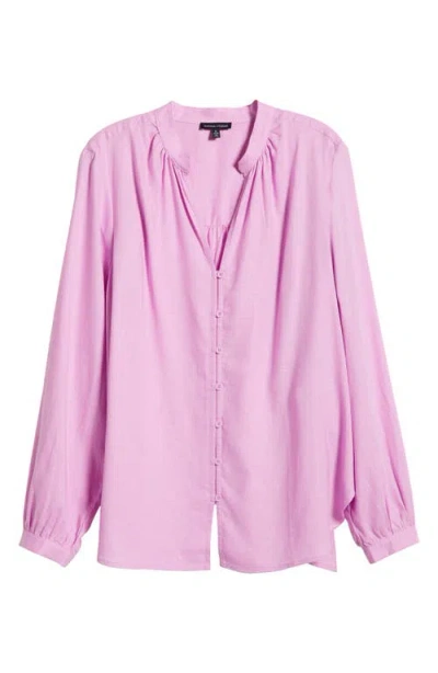 Universal Standard Aix Linen Blend Button-up Shirt In Purple