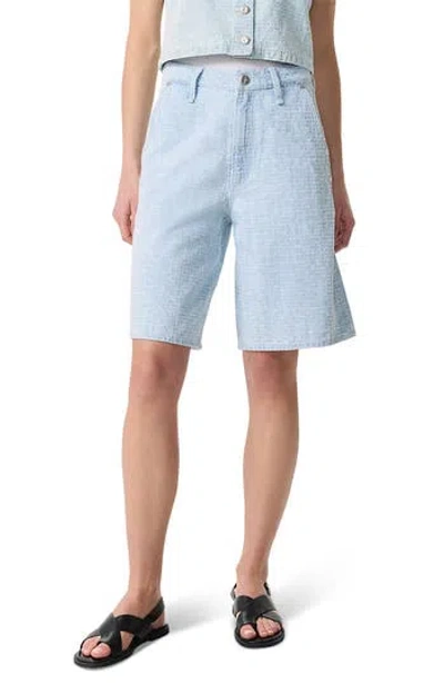 Rag & Bone Blue Tailored Mckenna Textured Denim Shorts In Brown