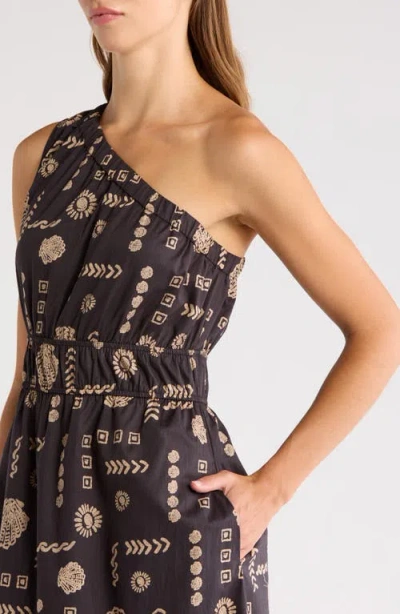 Rails Womens Beach Shells Selani One-shoulder Cotton-poplin Midi Dress In Sand