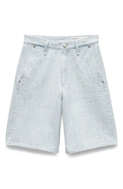 Rag & Bone Blue Tailored Mckenna Textured Denim Shorts In Brown