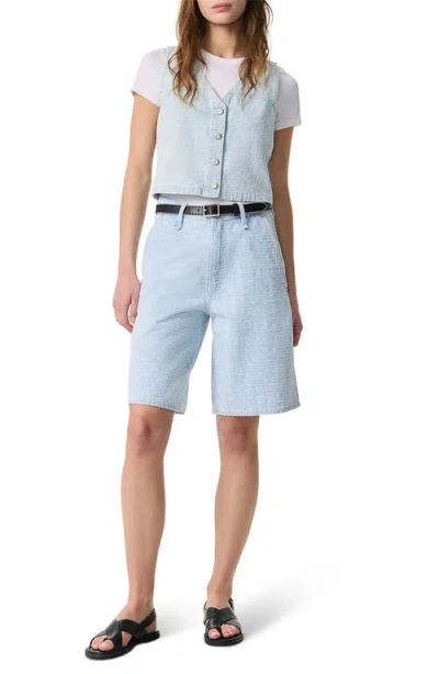 Rag & Bone Blue Tailored Mckenna Textured Denim Shorts In Brown