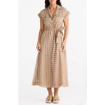 Brave + True Portia Midi Dress In Latte Stripe