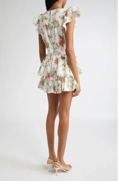 Alice And Olivia Kessie Ruffle Sleeve Romper In Pink