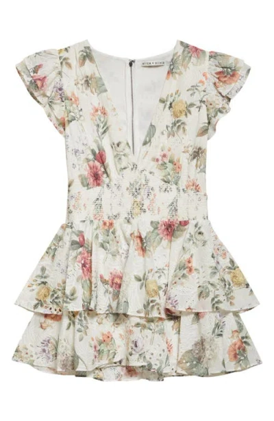 Alice And Olivia Kessie Ruffle Sleeve Romper In Pink