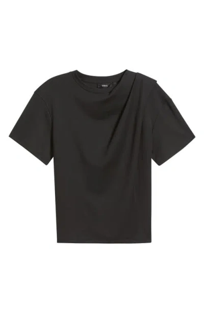Theory Draped Supima Cotton-jersey T-shirt In Black