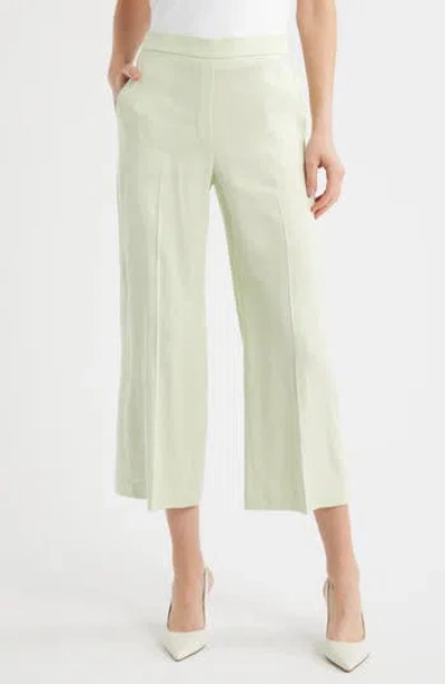 Theory Pull-on Linen Blend Wide Leg Pants In Green