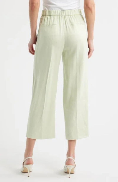 Theory Pull-on Linen Blend Wide Leg Pants In Green