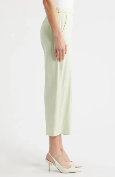 Theory Pull-on Linen Blend Wide Leg Pants In Green