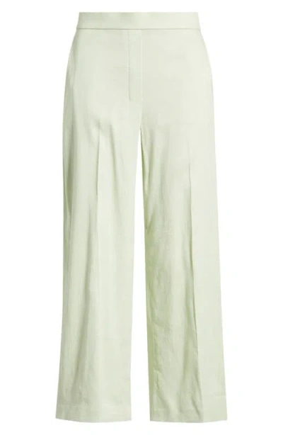 Theory Pull-on Linen Blend Wide Leg Pants In Green