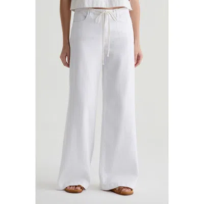 Ag Stella Drawstring Wide Leg Jeans In White