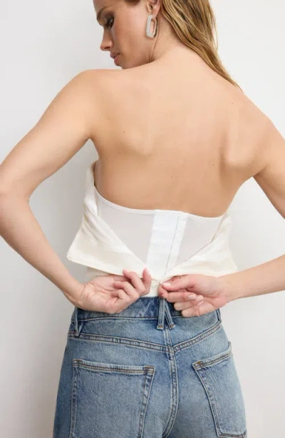 Good American Scuba Corset Strapless Crystal Bodysuit In White