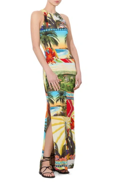 Alice And Olivia Pania Racer Neck Maxi Dress Island Dreams In Multi