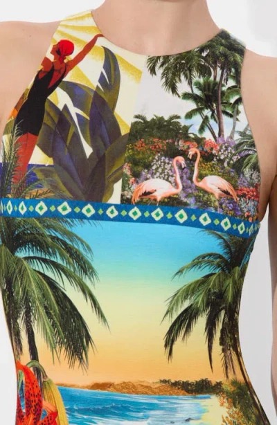 Alice And Olivia Pania Racer Neck Maxi Dress Island Dreams In Multi