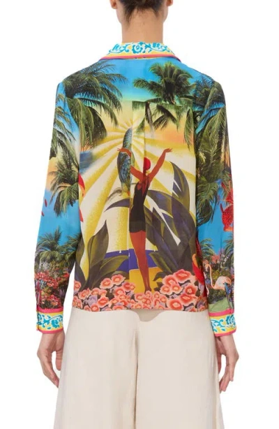 Alice And Olivia Island Dreams Willa Placket Top In Multi
